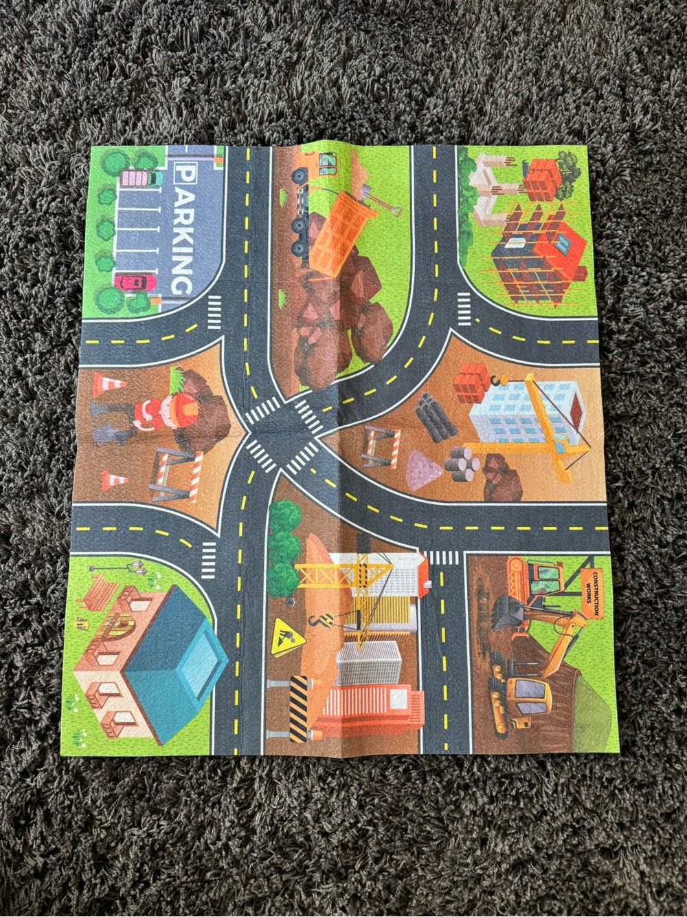 Kids Construction Play Mat Rug - Multicolor